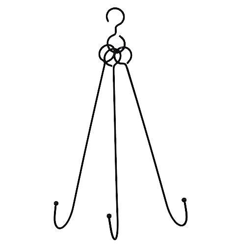 AuldHome Hanging Metal Wreath Chandelier/Hanger, Ceiling Mount Black Metal Floral Greenery Display Hanging Frame