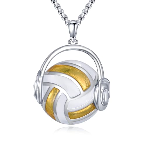 Collier volleyball argent 925, pendentif haute finition