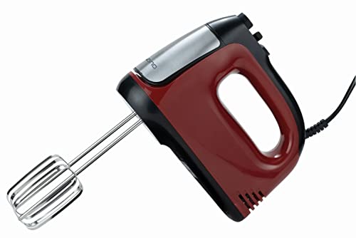 Handmixer 300 Watt Rührbesen + Knethaken in vier Farben 6 Geschwindigkeitsstufen (Rot) Cover