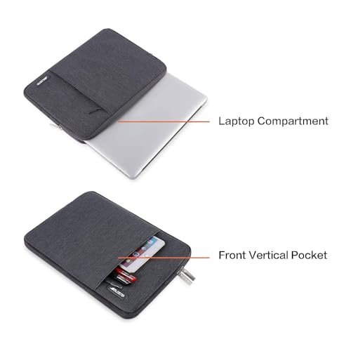 Image of MOSISO Laptop Case 14 inch, 14 inch Laptop Sleeve Compatible with HP Lenovo Dell ASUS Acer, HP Stream, Dell Latitude, Lenovo IdeaPad, Polyester Vertical Computer Sleeve Bag with Pocket, Space Gray