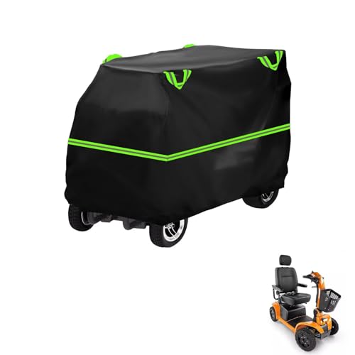 generic Mobility Scooter Cover Compatible with Pride Mobility SC7132 Pursuit 2,210D,All Seasons Protective Cover with Reflective Strips Reflective Strips(Black Green)
