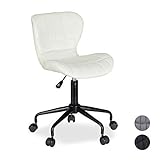 Relaxdays Bürostuhl, stufenlos höhenverstellbarer Drehstuhl, Stoff, bequem, 120 kg belastbar, HBT: 90 x 53 x 53 cm, weiß