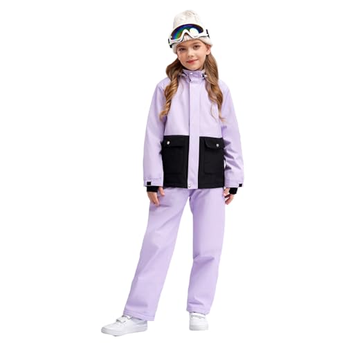 Veste de neige coupe-vent enfant fille et pantalon imperméable pour ski