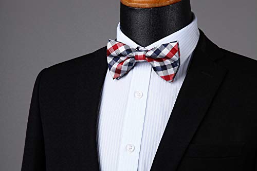 Image of HISDERN Bow Ties for Men Pretied Bowties Classic Formal Business Bow Tie Adjustable Tuxedo Bowtie for Wedding Party