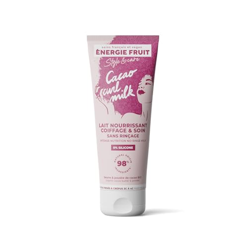 ENERGIE FRUIT | Lait coiffant sans silicone | Beurre & poudre de cacao | Cheveux Frisés & Crépus | Vegan, Marron, 200.00 ml (Lot de 1)