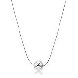 CISHOP Sterling Silver Ball Necklace Simple Polished Dot Pendant Necklace for Women