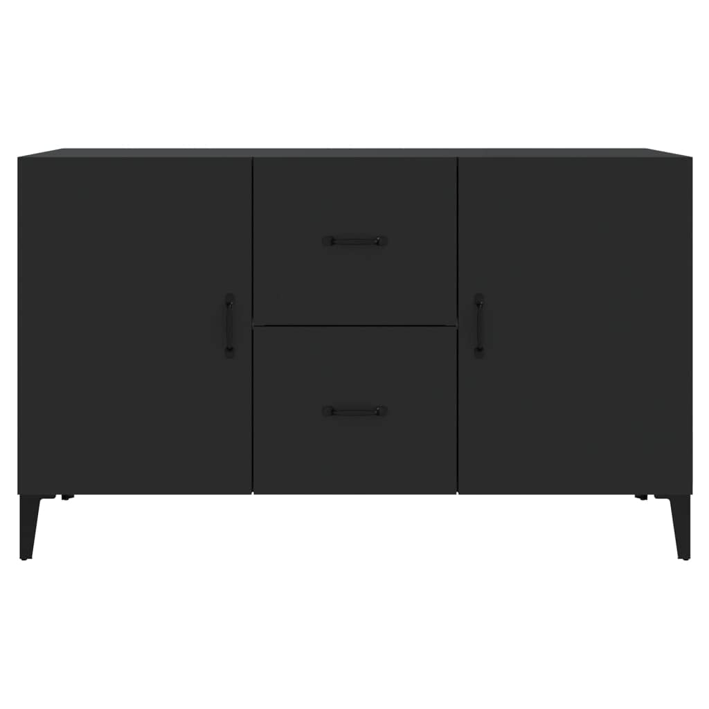 Czarny kredens 100x36x60 cm drewno inżynieryjne, szafka boczna z 2 drzwiami i 2 szufladami, szafka do przechowywania do salonu, stylowy design i łatwe do czyszczenia