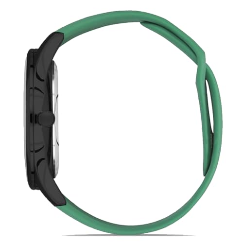 Image of DOUBLERUN Black Case Silicone Strap, 24-Hour Display, Roman Numerals, Analog Watch