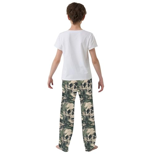 Pajama Pants Skulls Camouflage Background PJ Bottoms Sleepwear Lounge Sleep Pant with Pockets3
