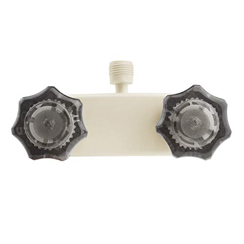 Image of Dura Faucet DF-SA100S-BQ RV /Motorhome /Trailer Shower Faucet Valve Diverter with Smoked Acrylic Knobs (Bisque Parchment)
