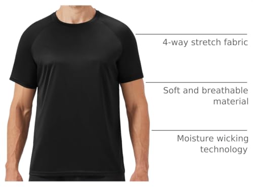 Image of BOOJO Workout Mens Shirts - Casual Quick Dry Moisture Wicking T-Shirts Crew Neck Short Sleeve for Gym Athletic Running