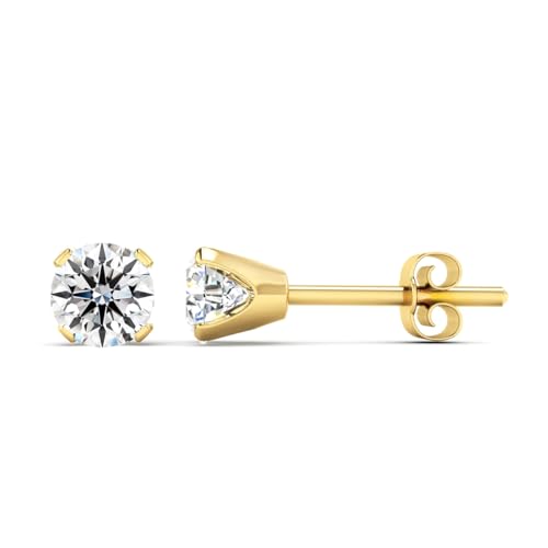 Lab Grown Diamond Stud Earrings in White & Yellow Gold – Available in All Carat Weights, Eco-Friendly, Conflict-Free, Sustainable Diamond Jewelry for (Yellow Gold, 1 Carat)