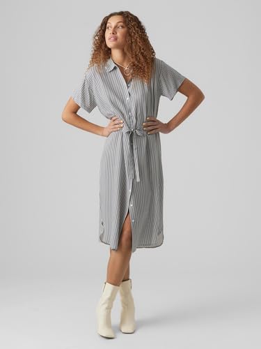Robe chemisier midi VERO MODA VMBUMPY à manches courtes et ceinture