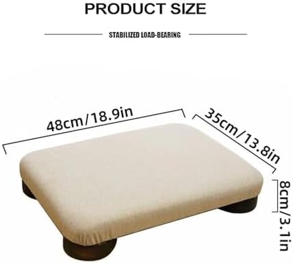 Japanese Low Stool - Wooden Footstool, Comfortable Meditation Chair, Compact Bed Stool, Small Floor Bench for Low Tables, Ideal for Relaxation and Space-Saving (Large)