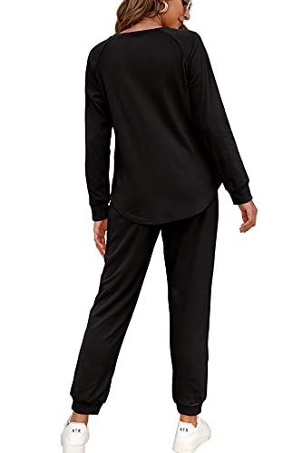 WIHOLL Two Piece Outfits for Women Lounge Sets Button Down Sweatshirt Sweatpants Sweatsuits Set with Pockets