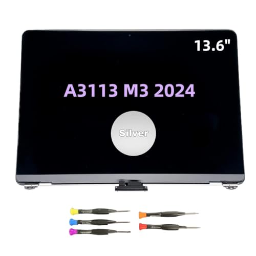 Image of New LCD for MacBook Air Retina 2024 M3 A3113 EMC 8611 MRXP3 MRXR3 MRXU3 MRXN3 MRXQ3 MRXT3 MRXV3 13.6inch 2560x1664 Full LCD Screen Display Assembly Silver