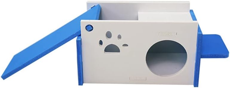 Hamster Cage Hamster Cage Paw Decor Small Animal Hideout House with Ladder for Squirrel(Dark Blue)