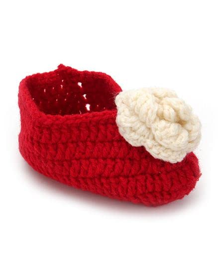 FUNKRAFTS Handmade Woollen Crochet Baby Booties for 0-6 Months Girl – Red & White | Infant Booties | Infant Shoes (FUNCSH028) (B01N51LB7O) Amazon Price History, Amazon Price Tracker