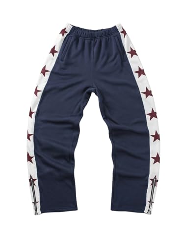 Men's Star Print Y2K Flared Sweatpants Streetwear Drawstring Wide Leg Sweat Pants