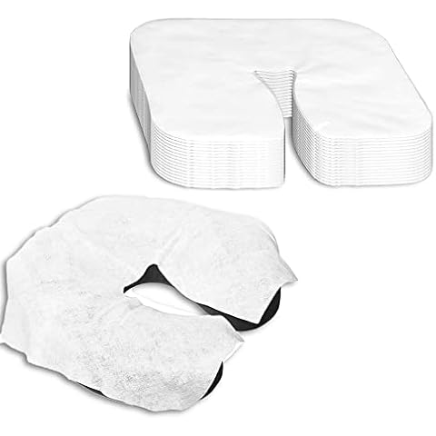 Aveanit Disposable Face Cradle Covers 100 pcs, Disposable Beauty Salon Pillow Cover, Face Massage Cushion Cover for Massage Room Colour Off White Cover