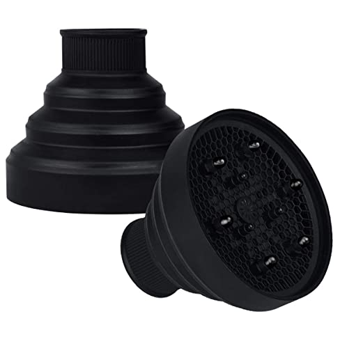 Universal-Diffusor-Aufsatz für Haartrockner, zusammenklappbar, leicht, faltbar, für die meisten Haartrockner, Schwarz Cover