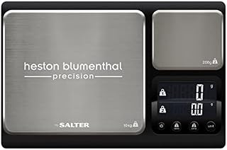 Heston Blumenthal Precision by Salter 1049A HBBKDR Premium Dual Platform Precision Kitchen Scale,10 Kg High Capacity, 200 g Precision Platform,Easy Read, Metric/Imperial, Add & Weigh, Stainless Steel