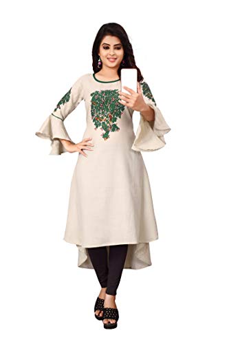 Image of Leriya Fashion Women's Slub Cotton Printed A-Line Kurti
