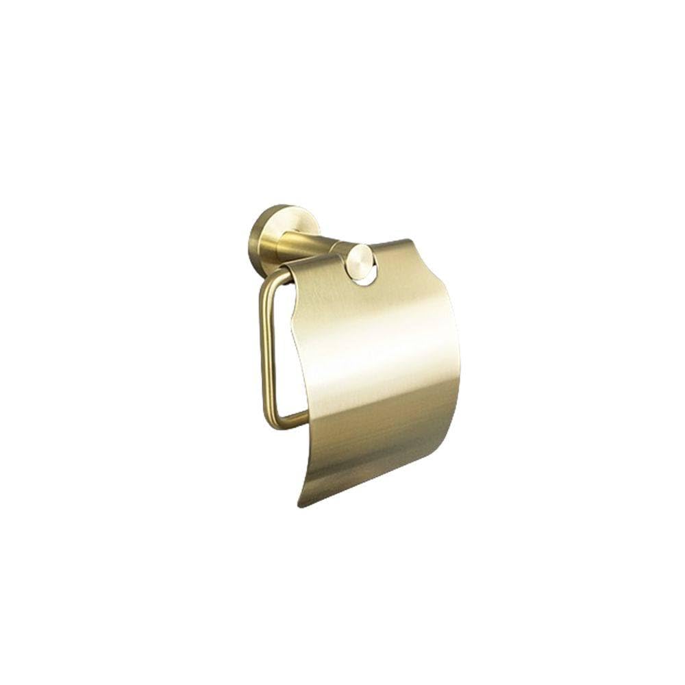 Accessoires de salle de bain or brossé avec barre serviette et porte-papier inox