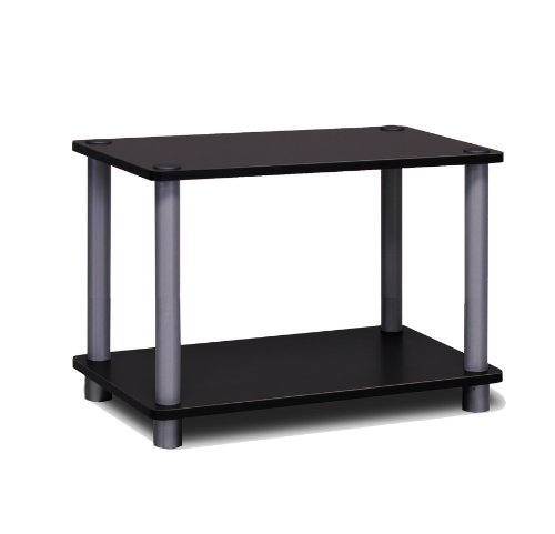 Furinno Turn-N 2-Tier No Tools Tube Shelf/End Table, Single, Black/Grey