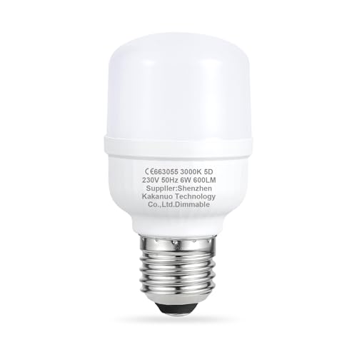 Aooshine E27 Screw LED Bulb, 6W Dimmable LED Bulbs, Warm White Light 3000K, 600 Lumen, 3-Way-Dimmable, Pack of 1