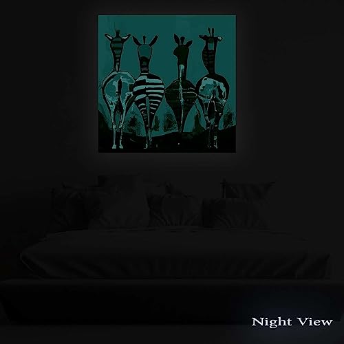 Startonight Canvas Wall Art - Colorful Zebras - Decoration Artwork Ready To Hang For Living Room Big Picture Home Wall Decor Print Modern And Contemporary Painting 32" X 32" #TOP3