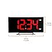 MARATHON USB Charging Alarm Clock, with Dimmable Curved Screen / 2 Alarms and Snooze Function / Battery Backup Included (Black/Red)