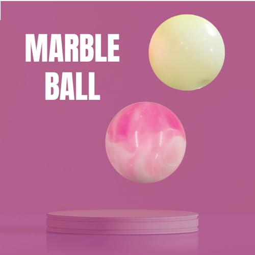 Image of GENIE'S Toy Bus 9-Inch Marble Play Ball | Interactive | for Pool, Beach & Garden | Perfect for Outdoor & Indoor Play | PVC Ball for Kids & Adults I Pack of 2 (Multicolor)