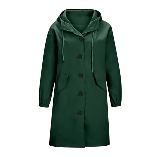 Raincoat Women Waterproof Hooded Trench Coat Button Down Long Rain Jackets Lightweight Outdoor Rain Coats Windbreaker3