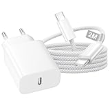 iPhone Ladegerät USB C, 20W USB C Ladegerät für iPhone 17 16 16e 15/17 16 15 Pro/17 16 15 Pro Max/Plus, ladegerät Usb C Stecker Usb c Netzteil für iPad Pro/Air/Mini, Schnellladegerät mit Usbc Kabel 2M