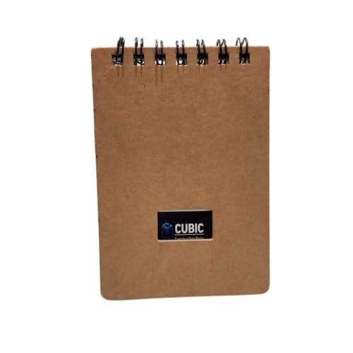 Image of Cubic A7 Wiro Pocket Notebook - Pack of 12 (Kraft Paper Brown) | Palm Notebook | Spiral-Bound | Compact & Eco-Friendly Notepad for Office, School & Daily Use