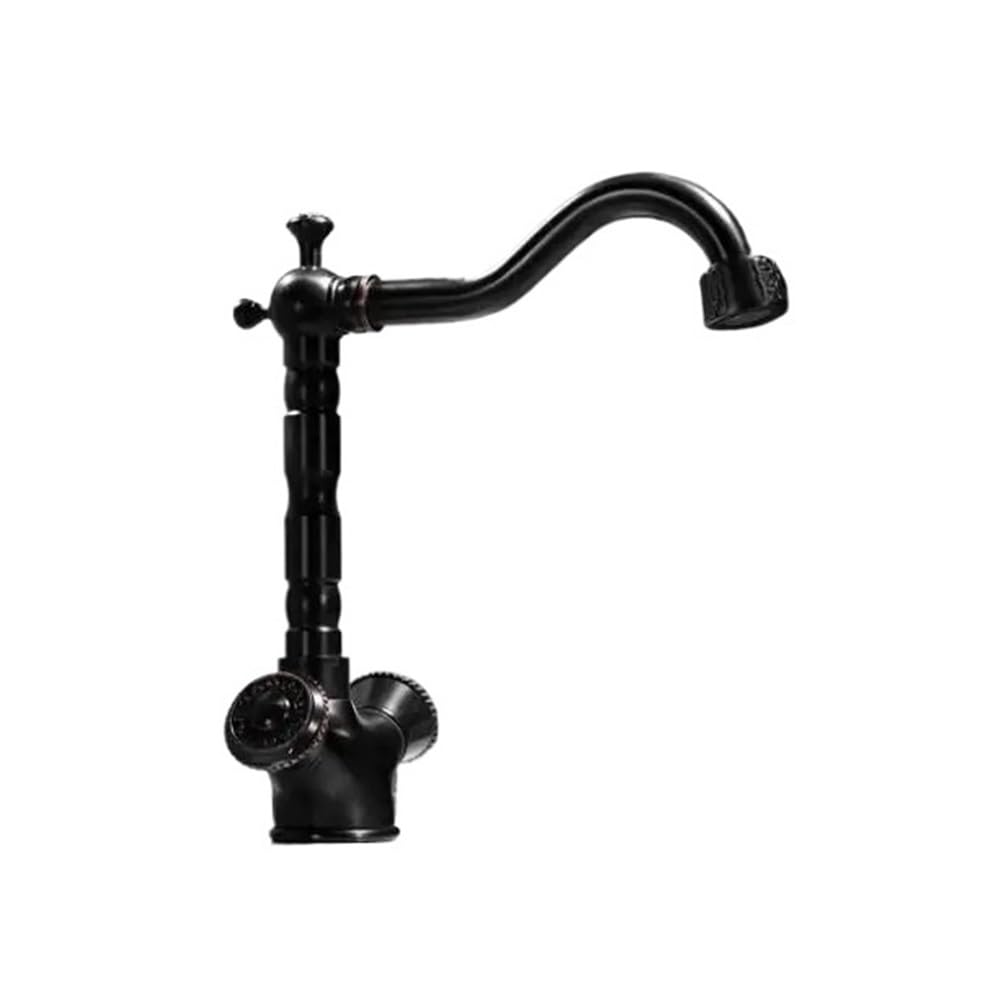Robinets mélangeurs de lavabo à grand bec pivotant en laiton vieilli