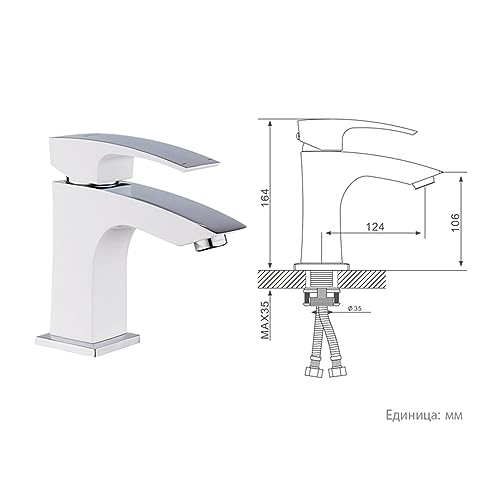 Grifo de lavabo de latón cromado blanco monomando para lavabo de baño con mezcla de agua 4