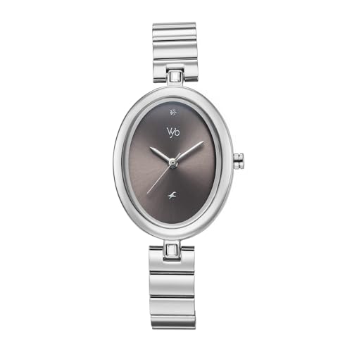 Fastrack Vyb Celeste Quartz Analog Grey Dial Silver Stainless Steel Strap Watch for Women - FV60108SM01W