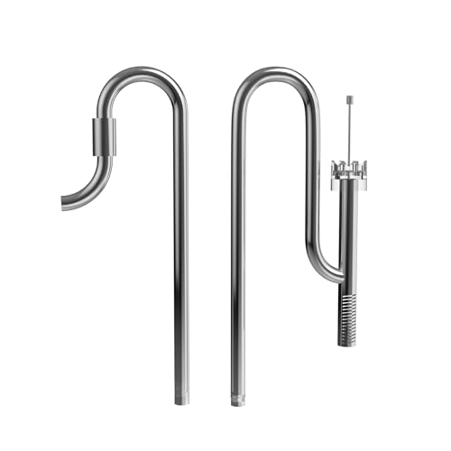 FZONE Aquarium Stainless Steel Skimmer Lily Pipes Inflow and Outflow with Spin Skimmer and Adjustable Rod for Aquarium Filter 5/8''(16/22mm) Tubing