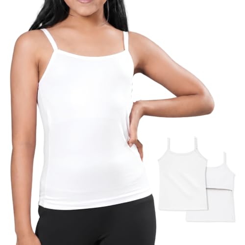 Image of Lily Chic Lightly Padded Camisole for Girls | Ages 8-16 Years | Soft Cotton Slips | Covers Developing Nipple Buds | Perfect Under Uniforms & Tops | Pack of 2
