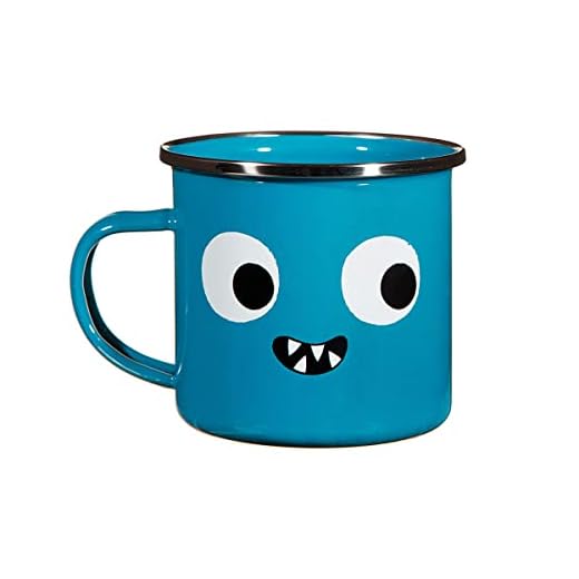 Sass & Belle Taza esmaltada Monster – Divertida taza de metal azul de 200 ml con ojos pegajosos, esmalte duradero y ligero, taza de camping perfecta para bebidas calientes, picnics, almuerzos