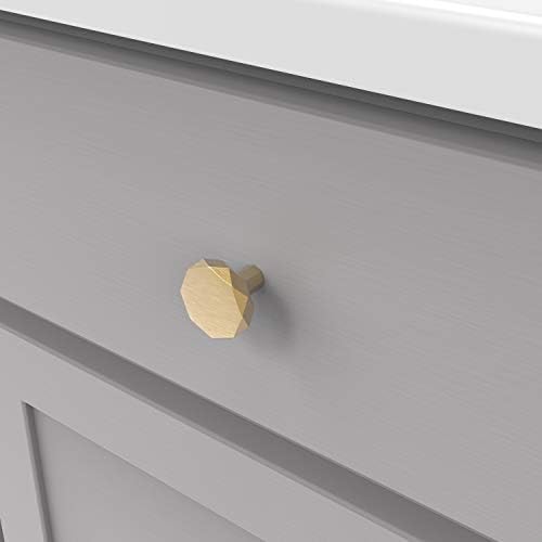 Hickory Hardware H077839BGB - Pomo De Colección De Quilates, 1-1/4 Pulgadas De Diámetro, Latón Dorado Cepillado (paquete De 1