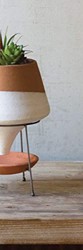 Kalalou H8724 Natural & White Small Funnel Planter, One Size, Cream & Natural Terracotta #TOP2