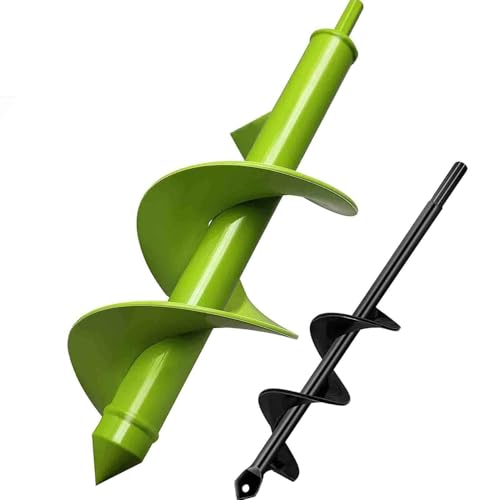 SYITCUN Gartenbohrer Erdbohrer für Bohrmaschine,Pflanzbohrer für Akkuschrauber,Grabungswerkzeug Pflanzen,Schwerlast Blume Pflanzgefäße Schnecke zum Löcher Graben,Erdbohrer Spiralbohrer 8x30cm,4x22cm