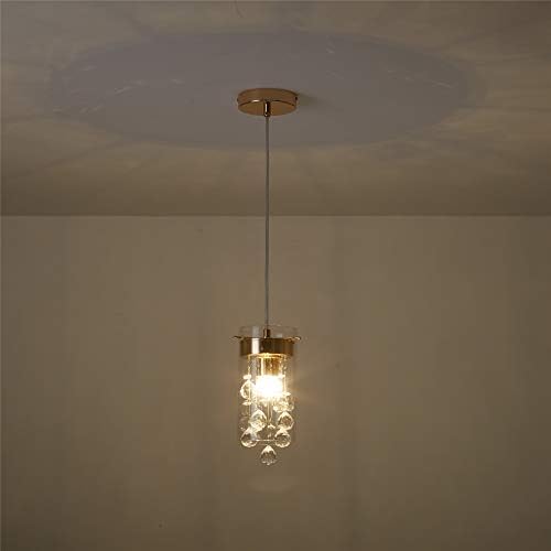 ENGELCH Modern 3-Pack Gold Crystal Pendant Light, Adjustable Ceiling Hanging Lighting Fixture with Glass Shade for Kitchen Island Living Room Dinning Room Cafe