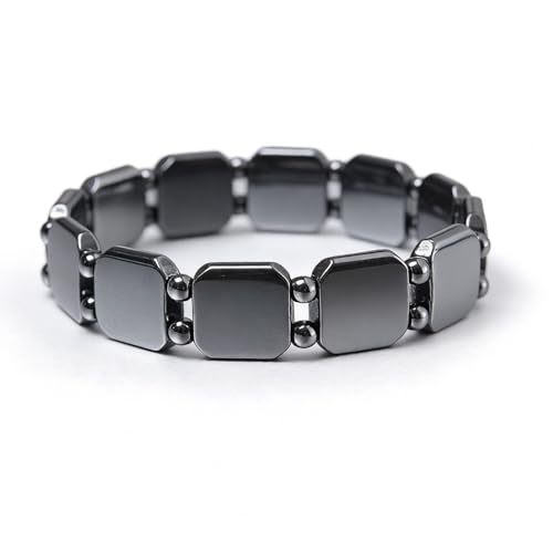 Cosysparks Magnétique Bracelet Homme, Pierre Naturelle Magnétique Hematite Bracelet pour Hommes et Femmes