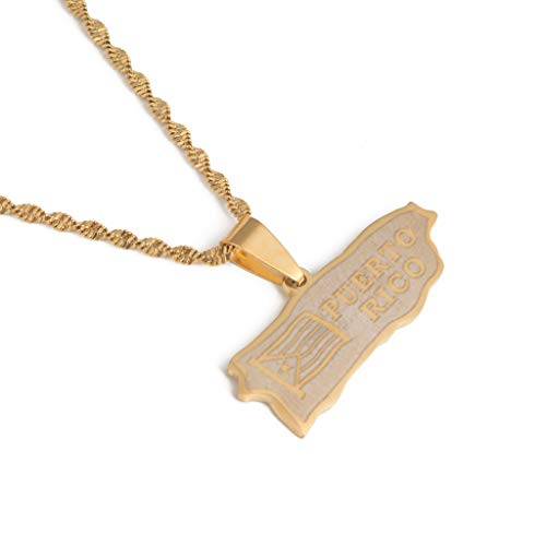 Stainless Steel Puerto Rico Map Pendant Necklaces Puerto Ricans Map Jewelry