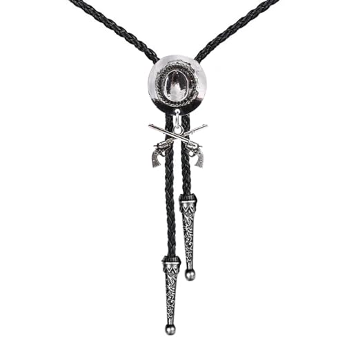 Image of Cowboy Bolo Tie for Men, Vintage Cow Skull Bolo Tie Necklace Native American Necktie for Men Women