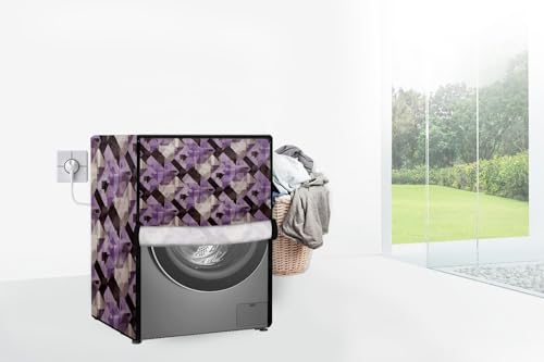 Image of Stylista Waterproof Front Load Washing Machine Cover Compatible for Haier 8 kg, Chekered Pattern Magenta